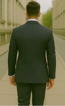 Men's 2 Piece Classic Suit - Pinstripe - Image 3