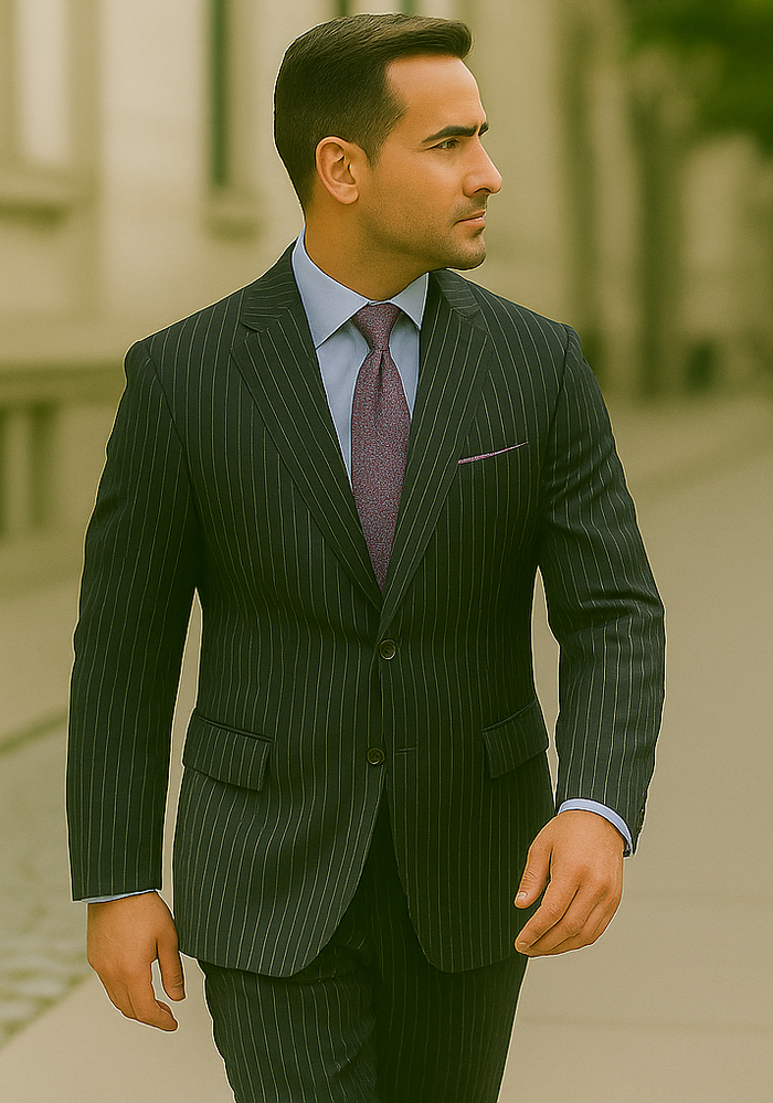 Men's 2 Piece Classic Suit - Pinstripe - Image 4
