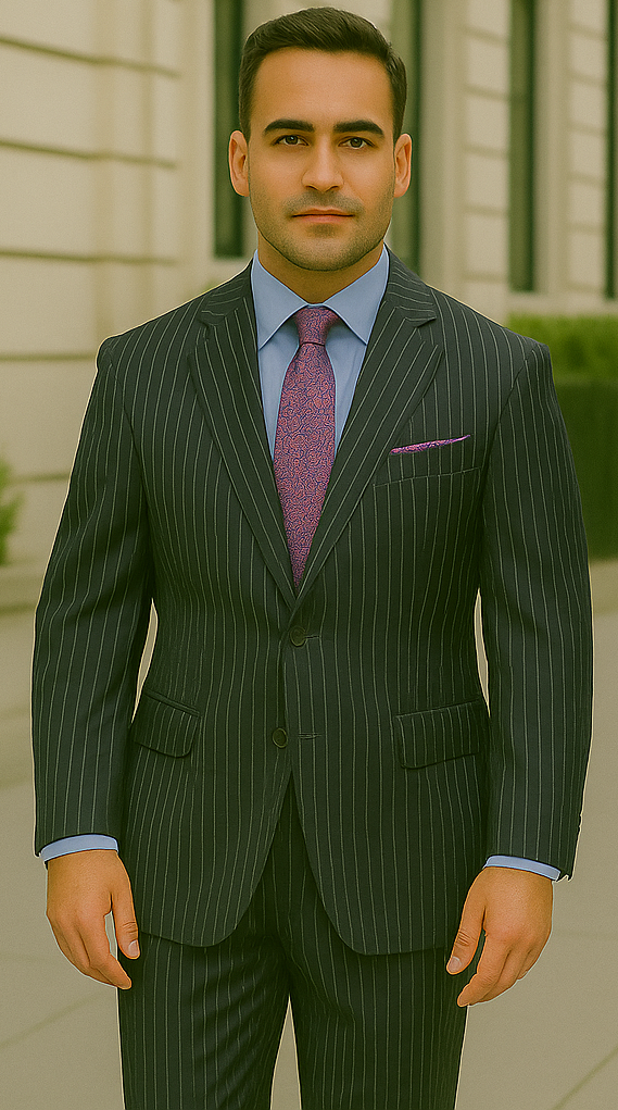 Men's 2 Piece Classic Suit - Pinstripe
