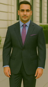 Men's 2 Piece Classic Suit - Pinstripe
