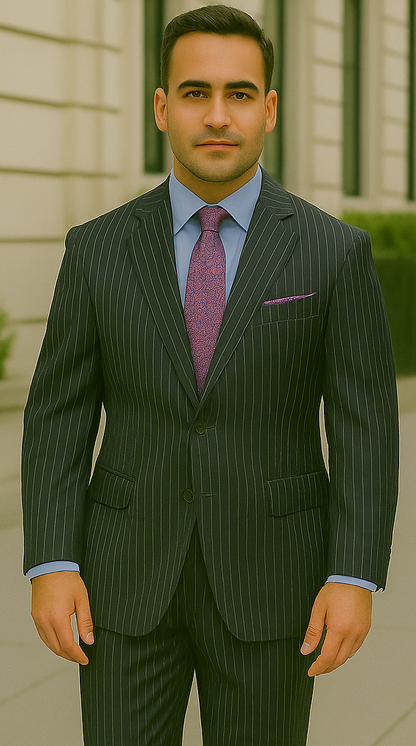 Men's 2 Piece Classic Suit - Pinstripe