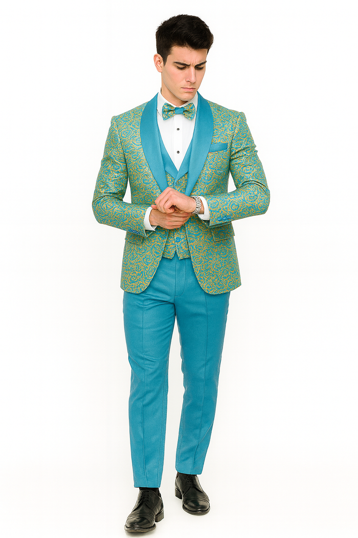 Men’s Aqua Formal Tuxedo – Wedding, Prom & Event Wear