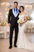 Men’s Black Blazer Suit with White & Sky Blue Lapel – Elegant Wedding Style