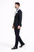 Men’s Black Blazer Suit with White & Sky Blue Lapel – Elegant Wedding Style