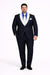 Men’s Black Blazer Suit with White & Sky Blue Lapel – Elegant Wedding Style