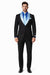 Men’s Black Blazer Suit with White & Sky Blue Lapel – Elegant Wedding Style