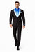 Men’s Black Blazer Suit with White & Sky Blue Lapel – Elegant Wedding Style