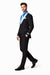 Men’s Black Blazer Suit with White & Sky Blue Lapel – Elegant Wedding Style