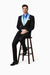 Men’s Black Blazer Suit with White & Sky Blue Lapel – Elegant Wedding Style