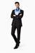 Men’s Black Blazer Suit with White & Sky Blue Lapel – Elegant Wedding Style