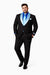 Men’s Black Blazer Suit with White & Sky Blue Lapel – Elegant Wedding Style