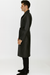Men’s Black PU Belted Trench Coat – Long Leather Look Overcoat Full length