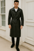 Men’s Black PU Belted Trench Coat – Long Leather Look Overcoat Full length