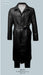 Men’s Black PU Belted Trench Coat – Long Leather Look Overcoat Full length