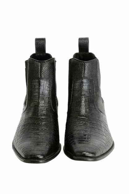 Men's Black Vestigium Boots Genuine Caiman Belly Chelsea Boots - Image 5