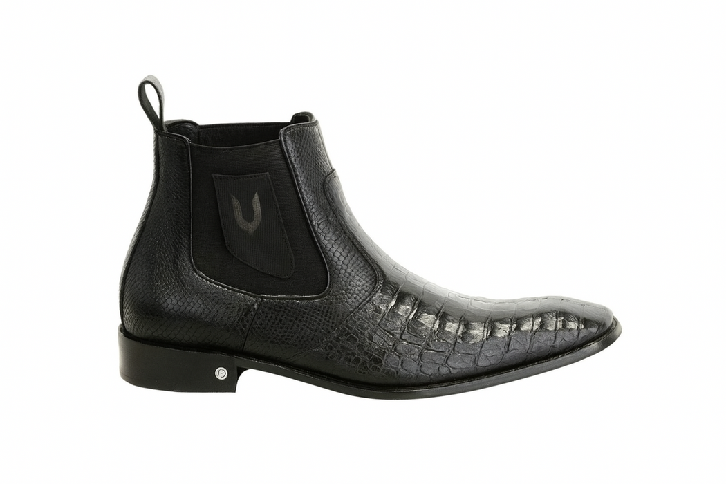 Men's Black Vestigium Boots Genuine Caiman Belly Chelsea Boots