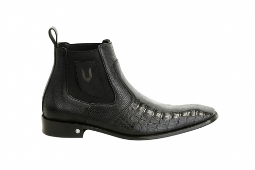 Men's Black Vestigium Boots Genuine Caiman Belly Chelsea Boots - Image 3