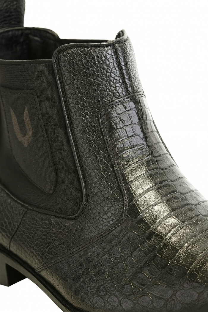 Men's Black Vestigium Boots Genuine Caiman Belly Chelsea Boots - Image 6