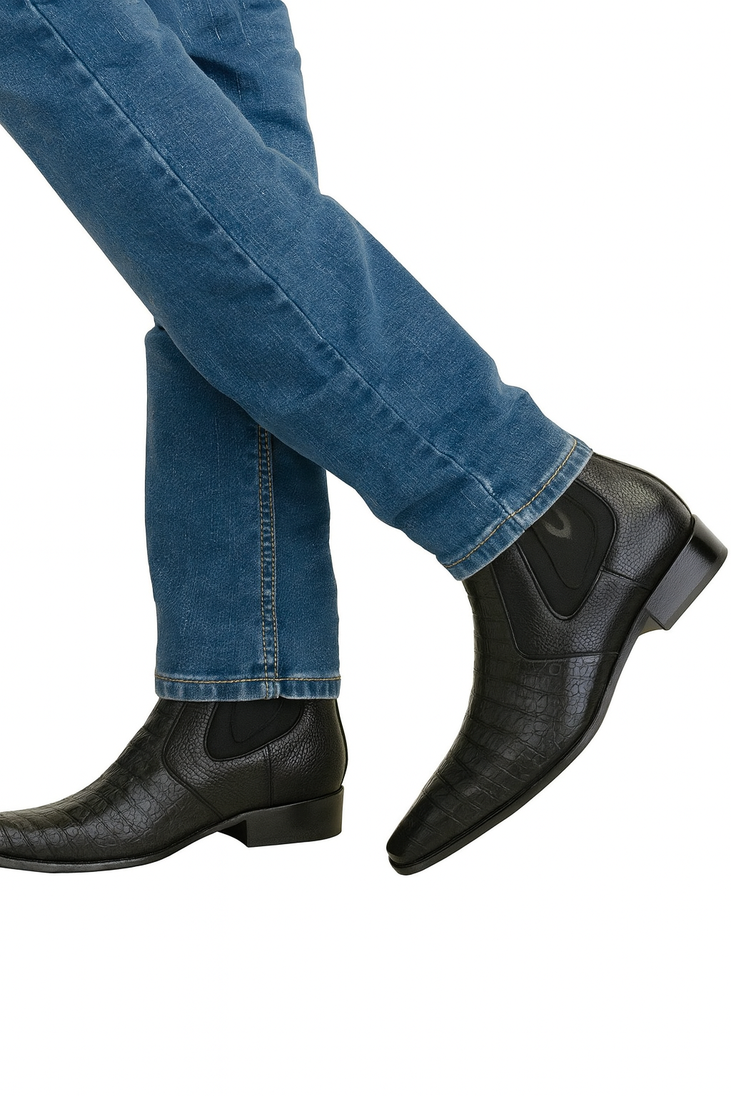 Men's Black Vestigium Boots Genuine Caiman Belly Chelsea Boots - Image 7