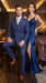 Men’s Blue Plaid Double-Breasted Suit – Side-Vented Wedding, Business and Formal Suit