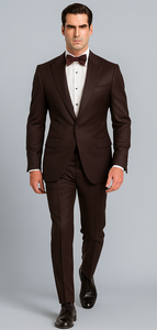 Men's Brown Western Slim Fit Cowboy Tuxedo Suit with 1-Button Front Closure and Peak Lapel – Wide Lapel Western Formal Suit - Traje Para Hombre