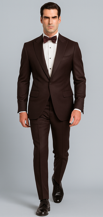Men's Brown Western Slim Fit Cowboy Tuxedo Suit with 1-Button Front Closure and Peak Lapel – Wide Lapel Western Formal Suit