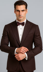 Men's Brown Western Slim Fit Cowboy Tuxedo Suit with 1-Button Front Closure and Peak Lapel – Wide Lapel Western Formal Suit - Traje Para Hombre