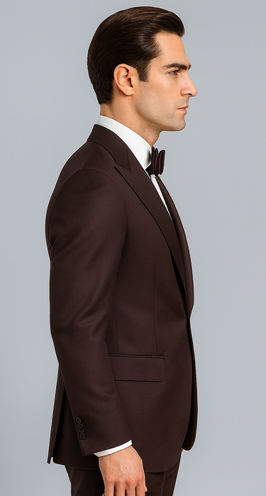 Men's Brown Western Slim Fit Cowboy Tuxedo Suit with 1-Button Front Closure and Peak Lapel – Wide Lapel Western Formal Suit