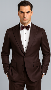 Men's Brown Western Slim Fit Cowboy Tuxedo Suit with 1-Button Front Closure and Peak Lapel – Wide Lapel Western Formal Suit - Traje Para Hombre