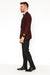 Men’s Burgundy Paisley Tuxedo Jacket – Slim Fit Dinner Blazer with Black Satin Lapel With Bowtie