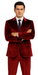 Men’s Velvet Burgundy Suit – Slim Fit 2-Piece Formalwear Set by Tazzio