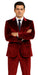 Men’s Velvet Burgundy Suit – Slim Fit 2-Piece Formalwear Set by Tazzio