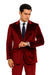 Men’s Velvet Burgundy Suit – Slim Fit 2-Piece Formalwear Set by Tazzio