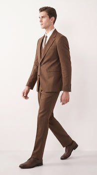 Men’s Chestnut Brown 3-Piece Suit – Two-Button Wedding, Business and Formal Suit with Vest Modern Fit