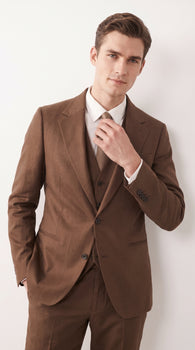 Men’s Chestnut Brown 3-Piece Suit – Two-Button Wedding, Business and Formal Suit with Vest Modern Fit