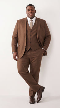Men’s Chestnut Brown 3-Piece Suit – Two-Button Wedding, Business and Formal Suit with Vest Modern Fit