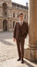 Men’s Chestnut Brown 3-Piece Suit – Two-Button Wedding, Business and Formal Suit with Vest Modern Fit