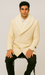 Men’s Cream Double-Breasted Peacoat Overcoat with Faux Fur Shawl Collar – Alberto Nardoni Wool Collection