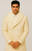 Men’s Cream Double-Breasted Peacoat Overcoat with Faux Fur Shawl Collar – Alberto Nardoni Wool Collection