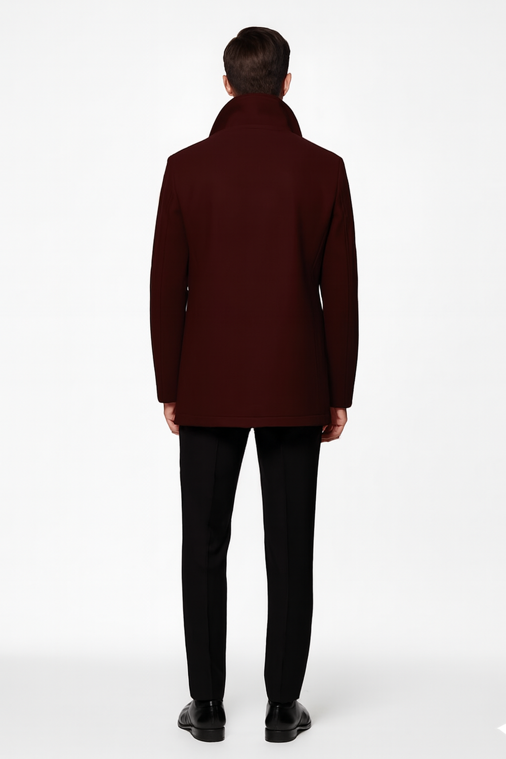 Men'S Designer Men'S Wool Men'S Peacoat Sale Wool Fabric Double Breasted Style Coat For Men Dark Burgundy - Image 2
