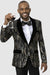 EJ Samuel Men's Slim Black & Gold Tuxedo Jacket with Velvet Lapel