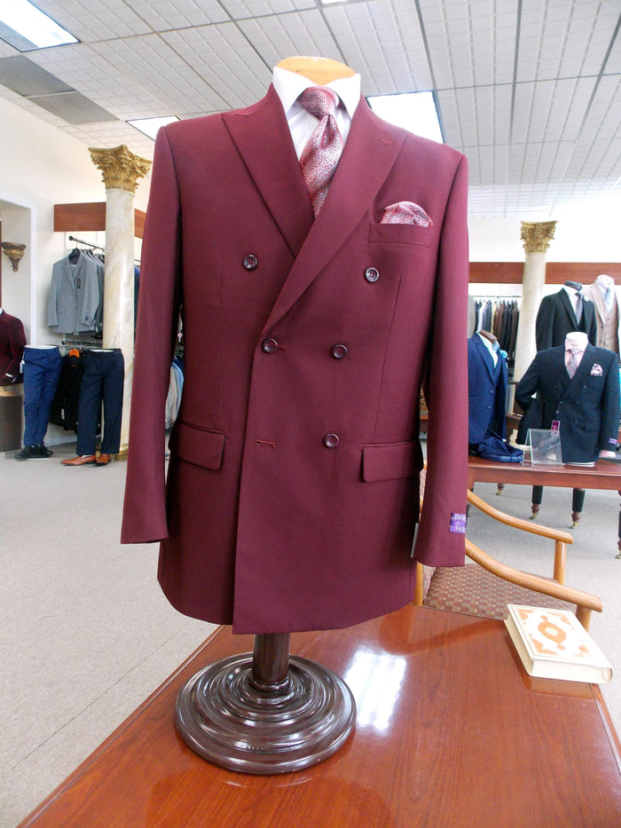 Burgundy Double Breasted Regular Fit Suit - Image 2