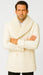 Men’s Ivory Double-Breasted Peacoat Overcoat with Faux Fur Shawl Collar – Alberto Nardoni Wool Collection