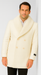 Men’s Ivory Double-Breasted Peacoat Overcoat with Faux Fur Shawl Collar – Alberto Nardoni Wool Collection