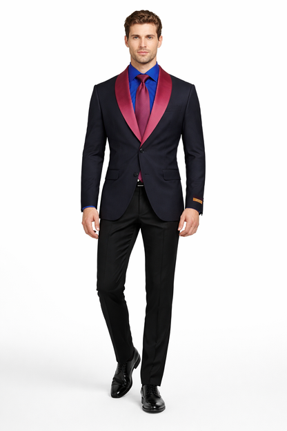 Men’s Modern-Fit Suit – Shawl Lapel Formal Wedding Blazer