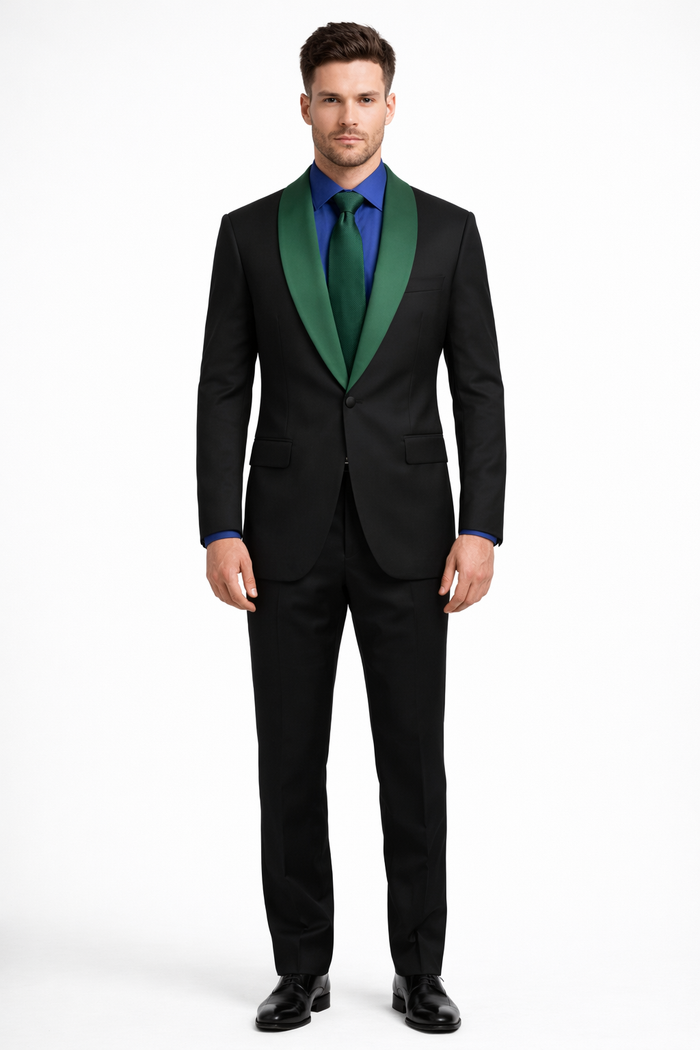 Men’s Modern-Fit Suit – Shawl Lapel Formal Wedding Blazer