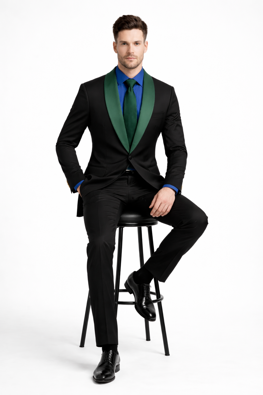 Men’s Modern-Fit Suit – Shawl Lapel Formal Wedding Blazer