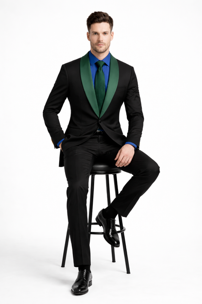 Men’s Modern-Fit Suit – Shawl Lapel Formal Wedding Blazer