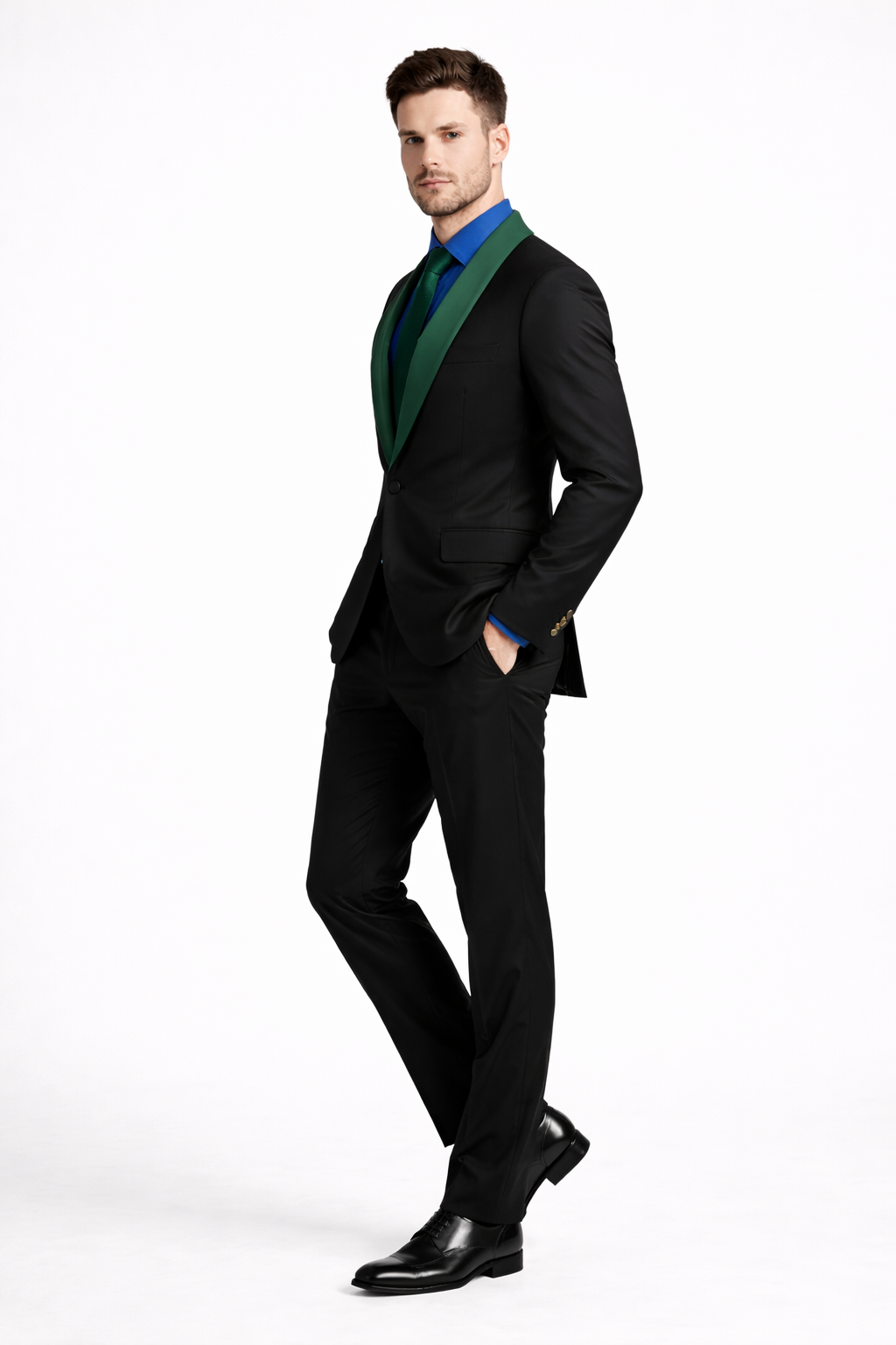 Men’s Modern-Fit Suit – Shawl Lapel Formal Wedding Blazer