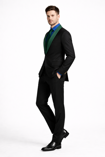 Men’s Modern-Fit Suit – Shawl Lapel Formal Wedding Blazer